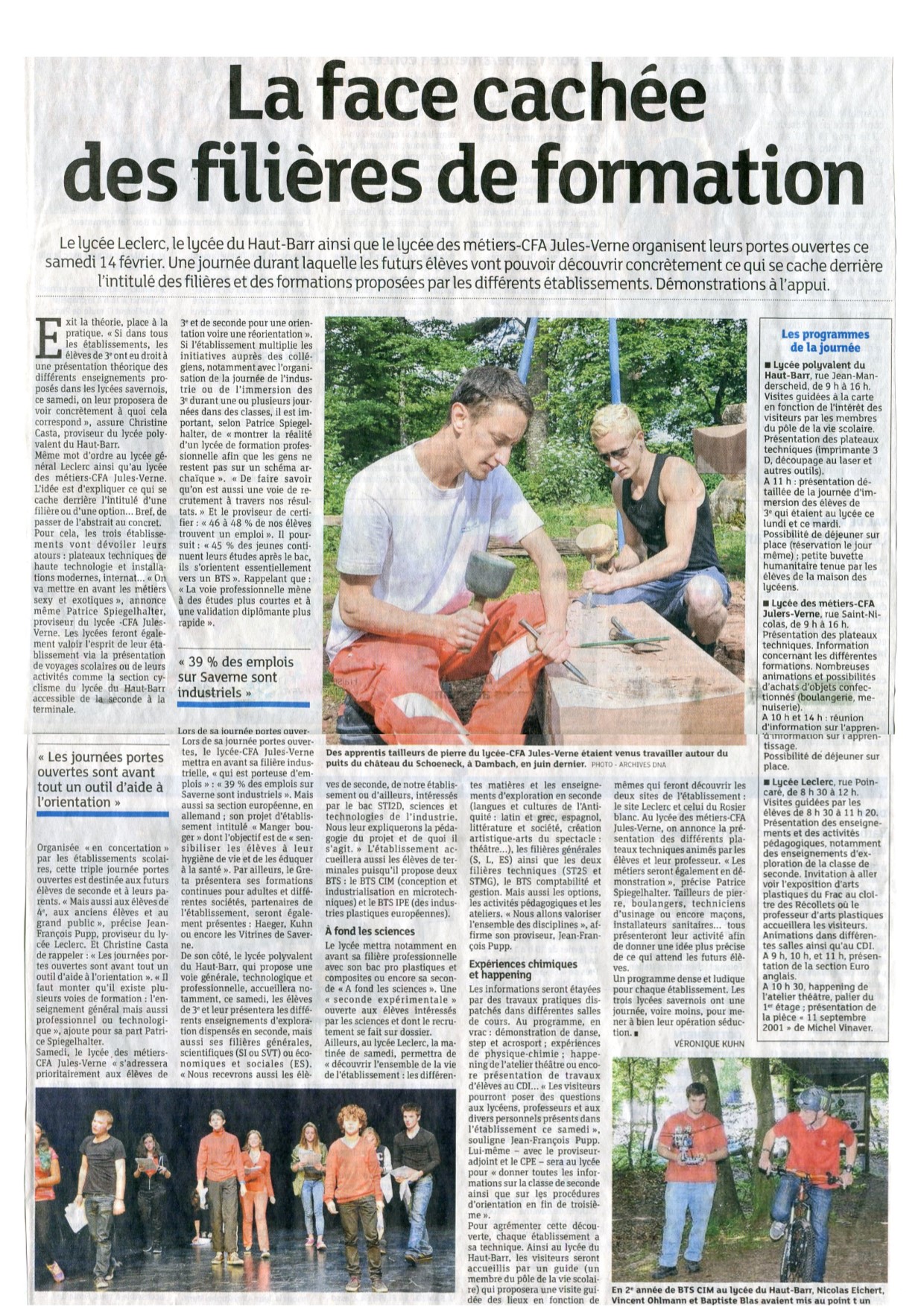 DNA – Fillières de formation